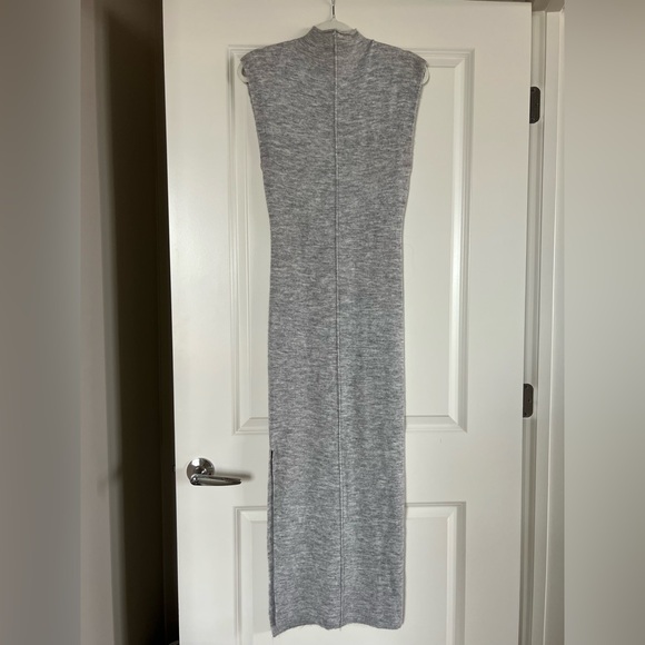 Topshop knitted seam front detail midi dress in grey size 4-6US - Picture 5 of 8